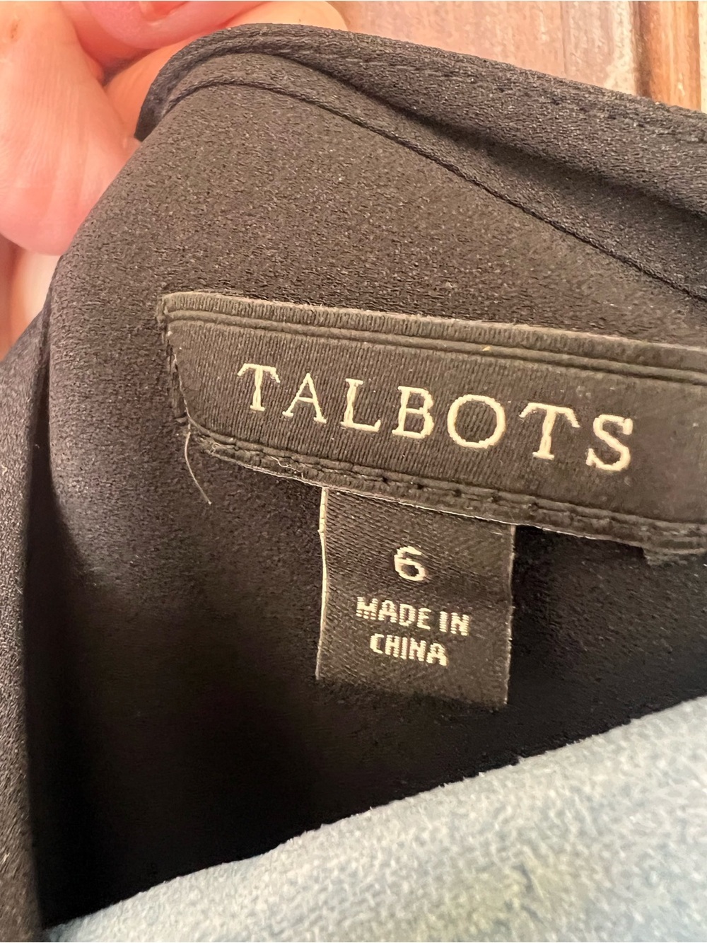 Talbots Black V-Notch Belted Shirt Dress - Picture 2 of 3